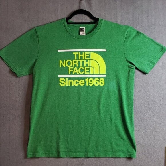 The North Face Mens Sz L Green Graphic T shirt Big Logo  Crew Neck Outdoor Tee - Picture 1 of 11